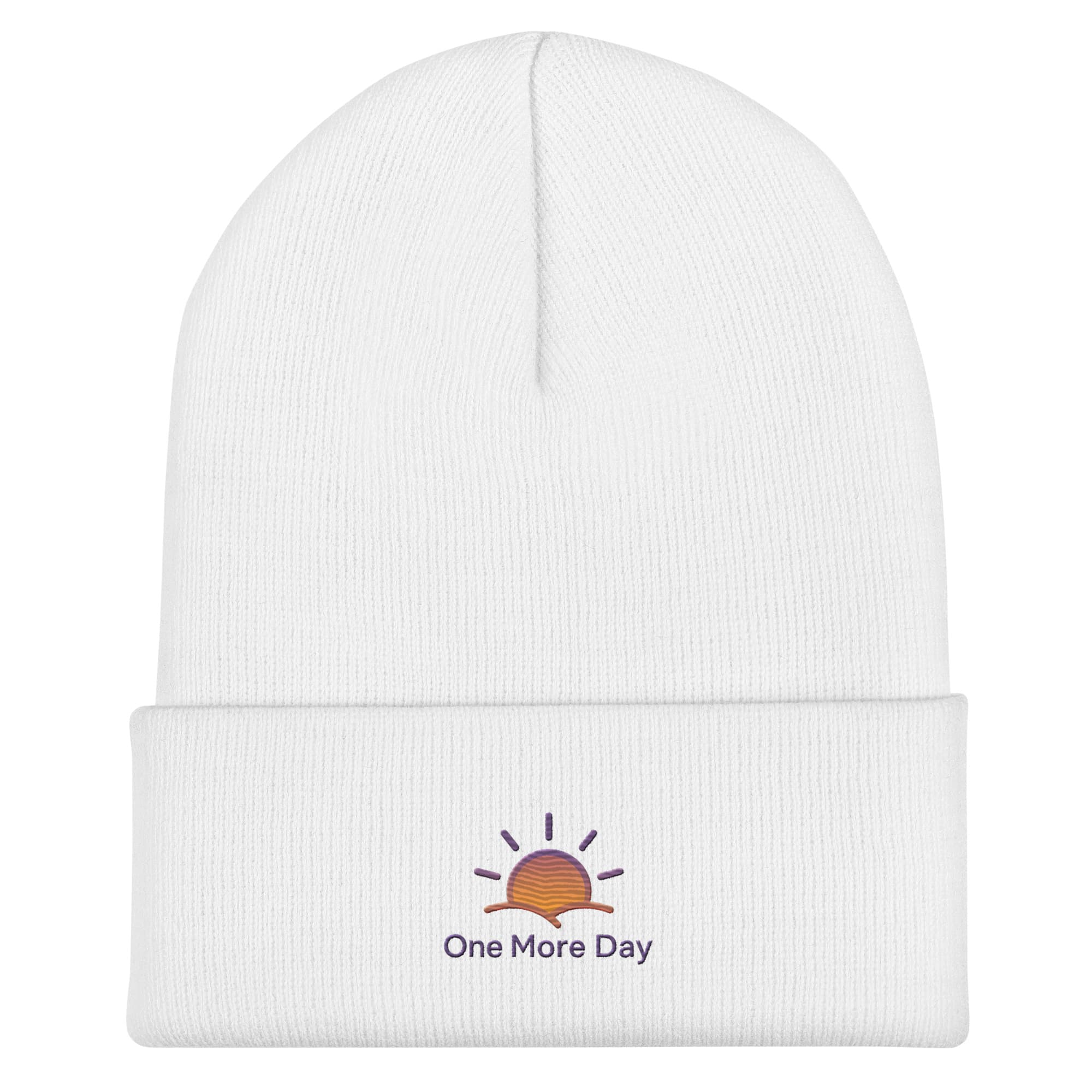 OMD Crest Cuff Beanie in White