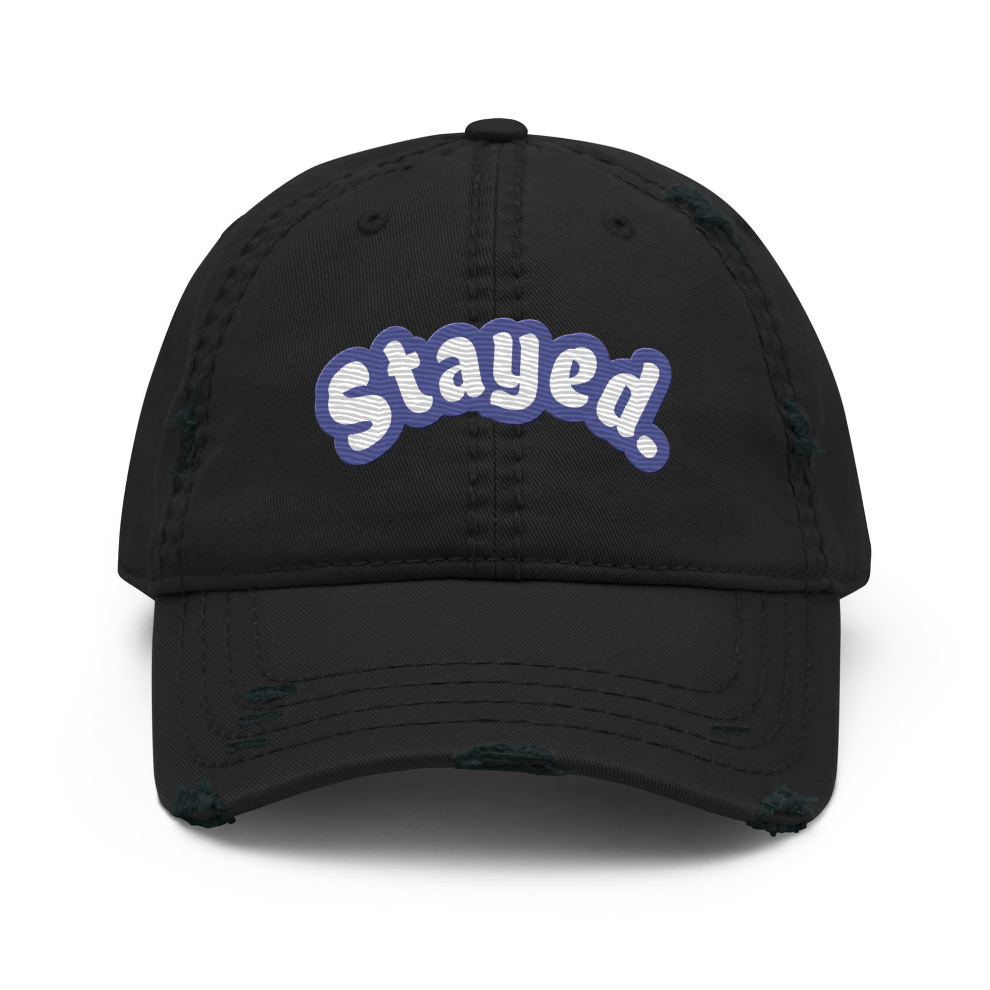 Stayed Embroidered Dad Hat in Black