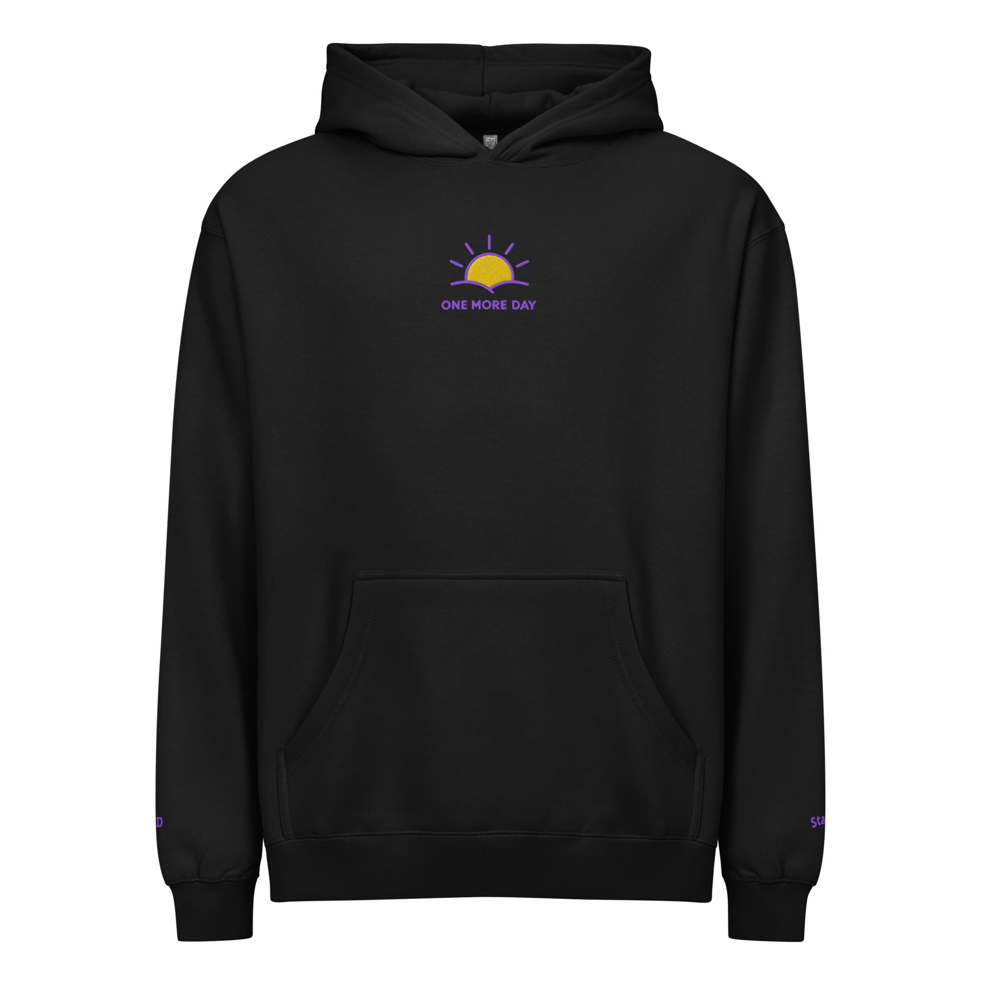 OMD Text + Crest Hoodie (Sleeve Stitch) in Black