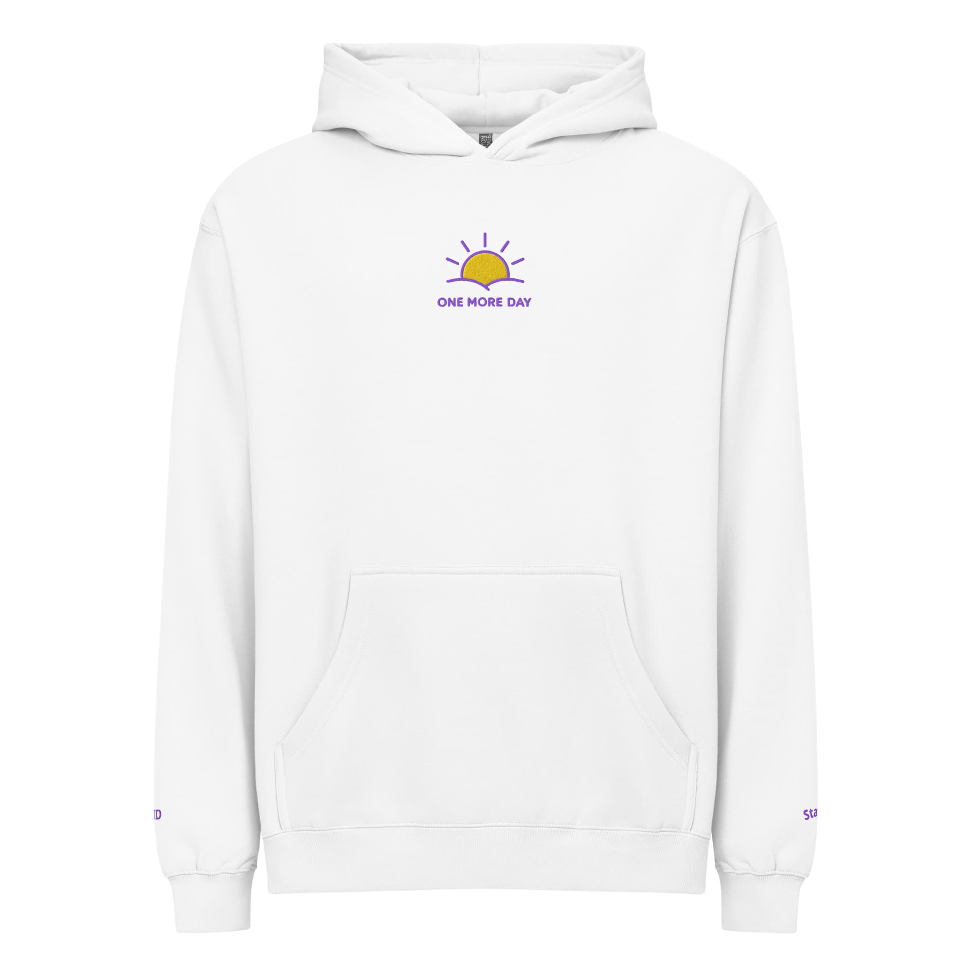 OMD Text + Crest Hoodie (Sleeve Stitch) in White