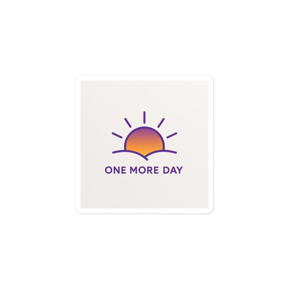 One More Day Logo Sticker (3×3) in White