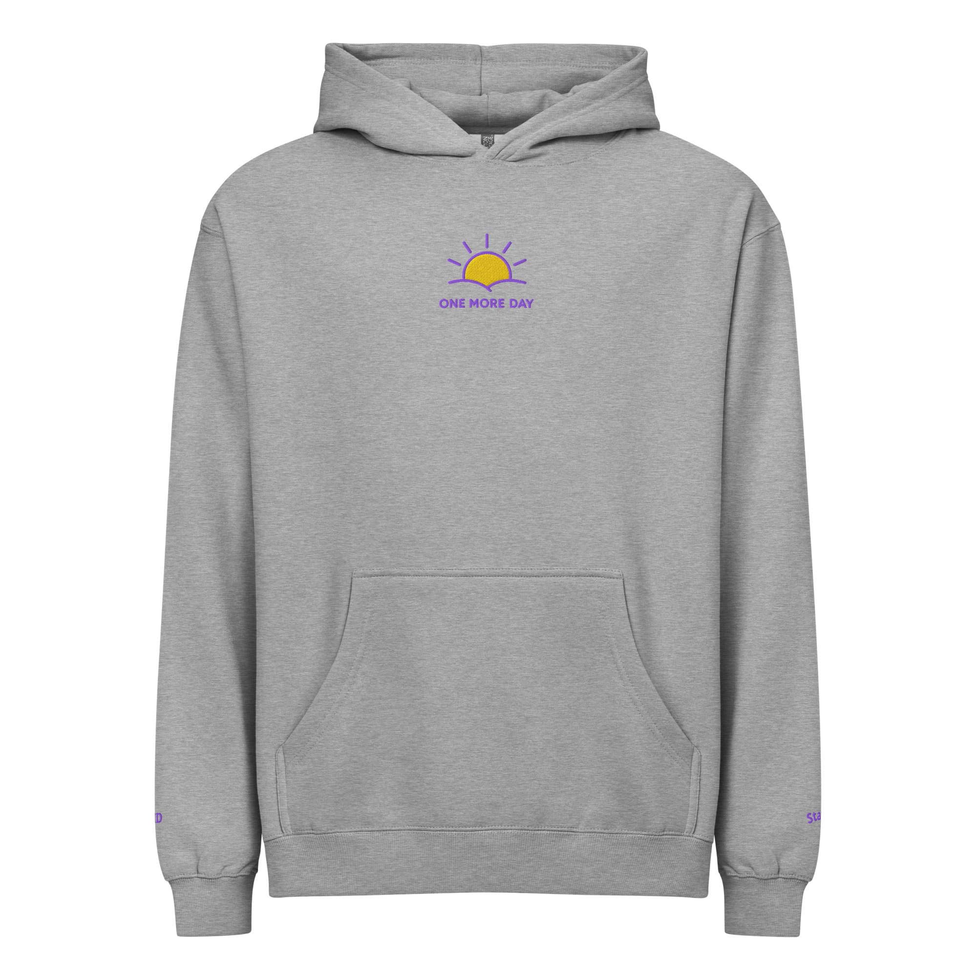 OMD Text + Crest Hoodie (Sleeve Stitch) in Carbon Grey